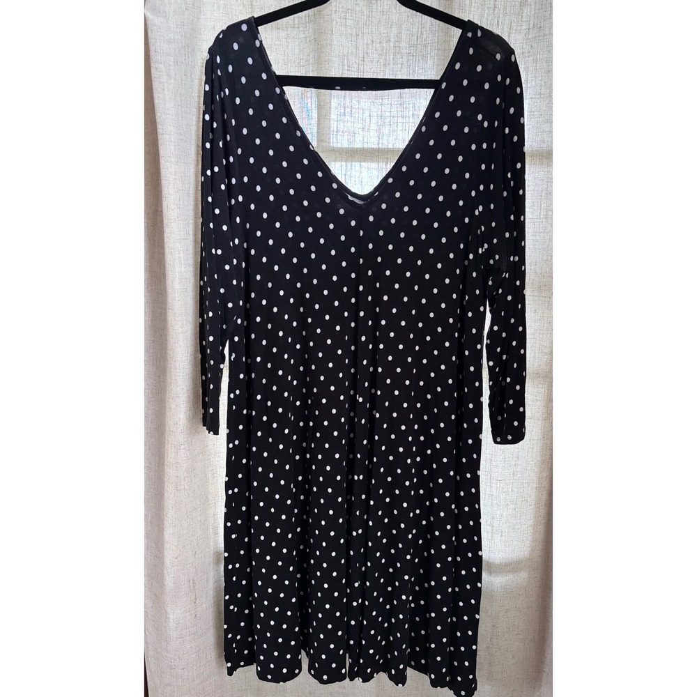 Torrid Black White Polka Dot V-Neck Strappy Back Trapeze Dress‎ 2 12539726